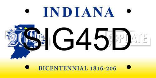 SIG45D Indiana License Plate