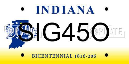 SIG45O Indiana License Plate