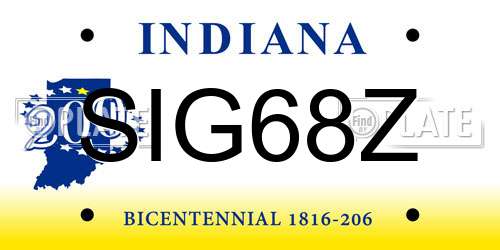 SIG68Z Indiana License Plate