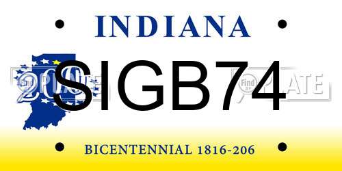 SIGB74 Indiana License Plate