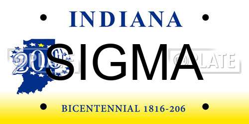 SIGMA Indiana License Plate
