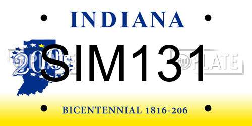 SIM131 Indiana License Plate