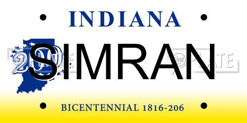 SIMRAN Indiana License Plate