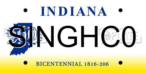 SINGHC0 Indiana License Plate