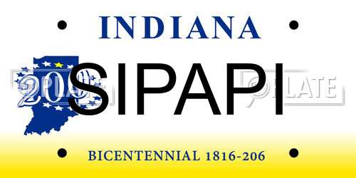 SIPAPI Indiana License Plate