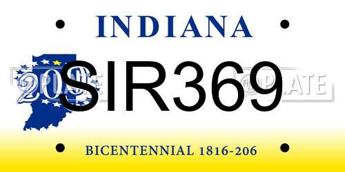 SIR369 Indiana License Plate
