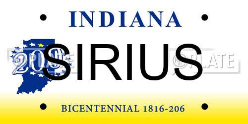 SIRIUS Indiana License Plate