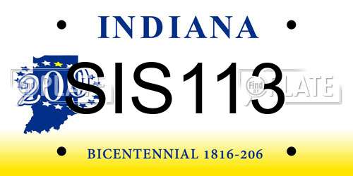 SIS113 Indiana License Plate