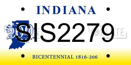 SIS2279 Indiana License Plate