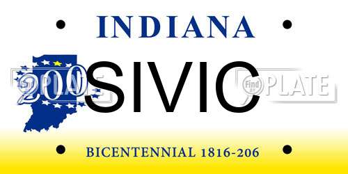 SIVIC Indiana License Plate