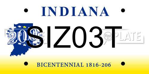 SIZ03T Indiana License Plate