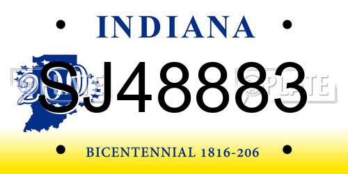 SJ48883 Indiana License Plate