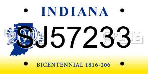 SJ57233 Indiana License Plate