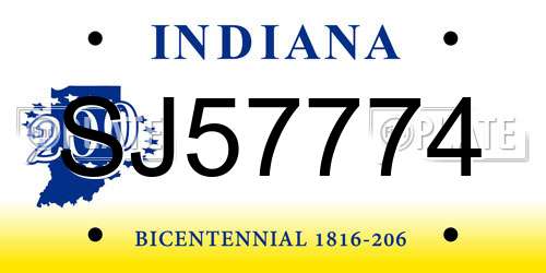 SJ57774 Indiana License Plate