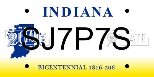 SJ7P7S Indiana License Plate