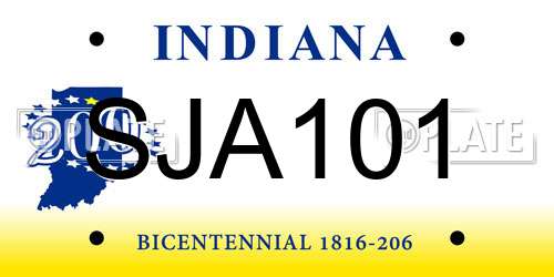 SJA101 Indiana License Plate