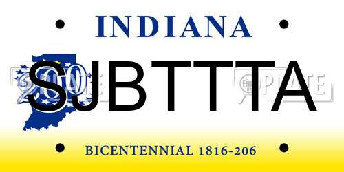 SJBTTTA Indiana License Plate