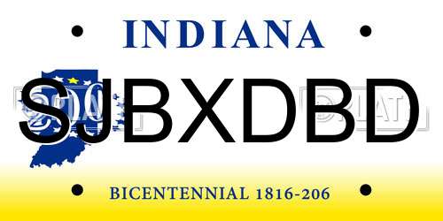 SJBXDBD Indiana License Plate