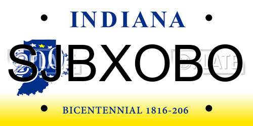 SJBXOBO Indiana License Plate