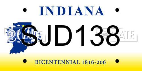 SJD138 Indiana License Plate