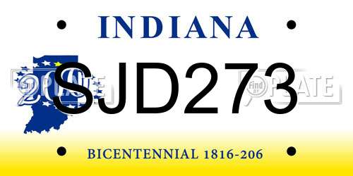 SJD273 Indiana License Plate