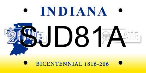 SJD81A Indiana License Plate