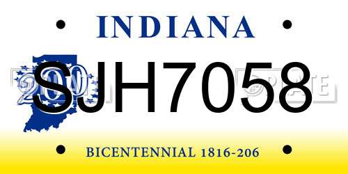 SJH7058 Indiana License Plate