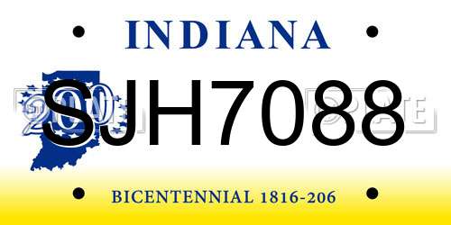 SJH7088 Indiana License Plate