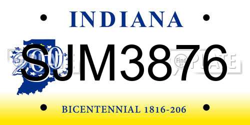 SJM3876 Indiana License Plate