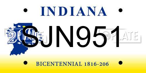 SJN951 Indiana License Plate