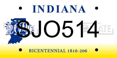 SJO514 Indiana License Plate