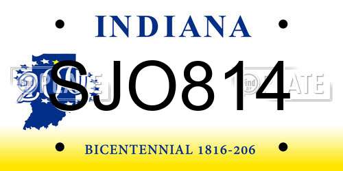 SJO814 Indiana License Plate
