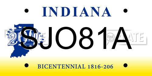 SJO81A Indiana License Plate