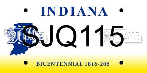 SJQ115 Indiana License Plate