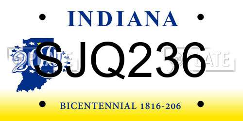 SJQ236 Indiana License Plate