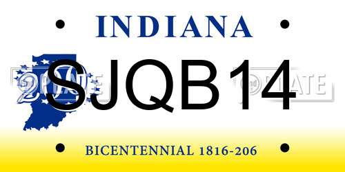 SJQB14 Indiana License Plate