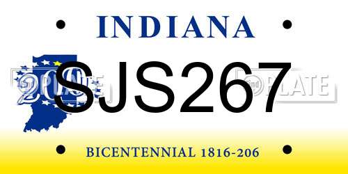 SJS267 Indiana License Plate