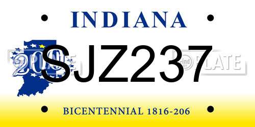 SJZ237 Indiana License Plate