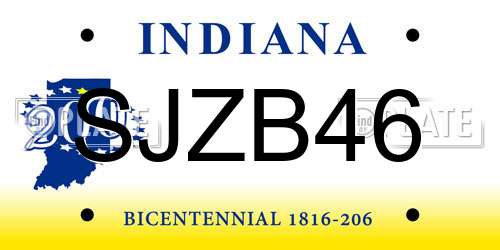 SJZB46 Indiana License Plate