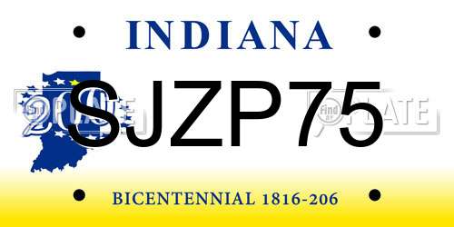 SJZP75 Indiana License Plate