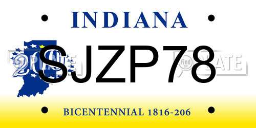 SJZP78 Indiana License Plate
