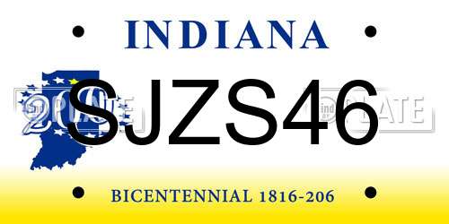 SJZS46 Indiana License Plate