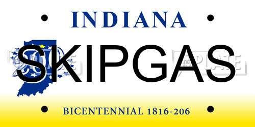 SKIPGAS Indiana License Plate