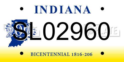 SL02960 Indiana License Plate
