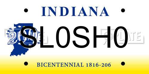SL0SH0 Indiana License Plate