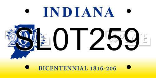 SL0T259 Indiana License Plate