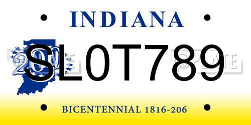 SL0T789 Indiana License Plate