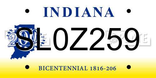 SL0Z259 Indiana License Plate