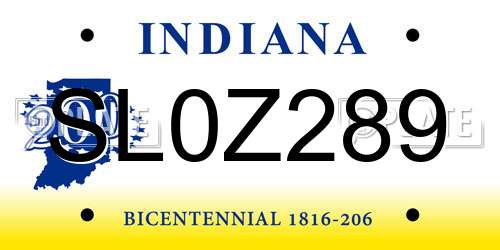 SL0Z289 Indiana License Plate