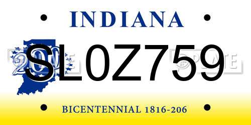 SL0Z759 Indiana License Plate